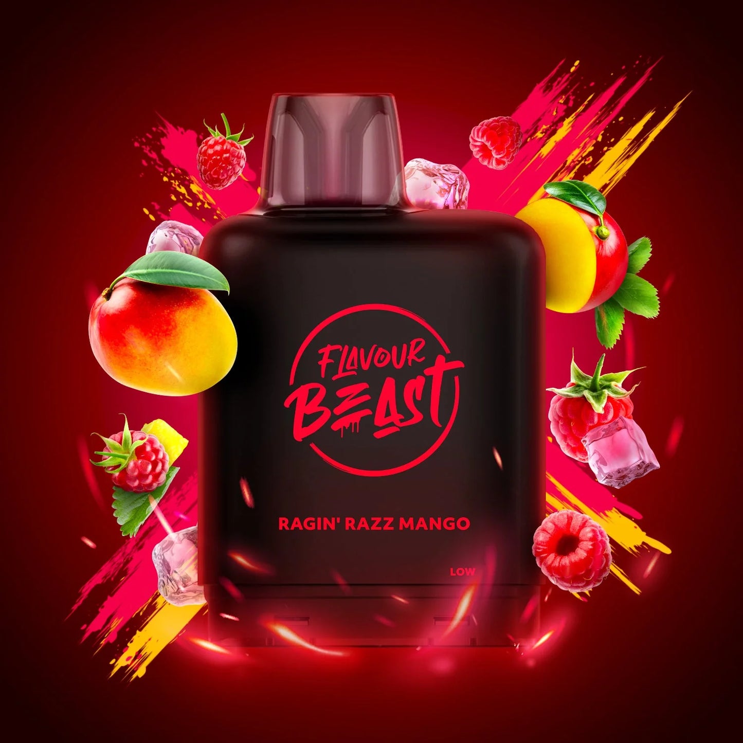 Flavour Beast Level X Boost ragin' razz mango iced 20mg Disposable Pods