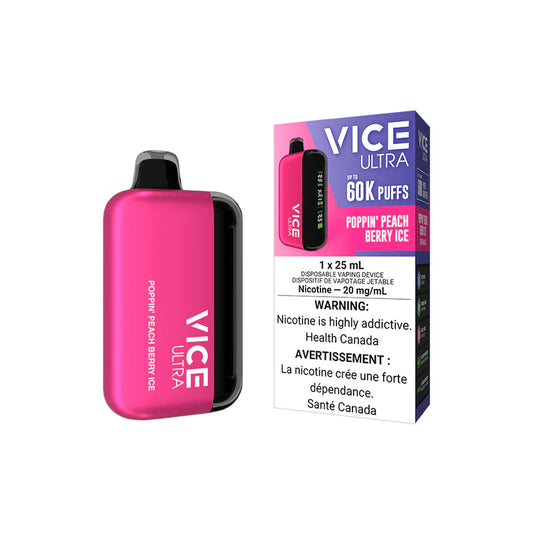 Vice Ultra poppin' peach berry ice 20mg Disposable