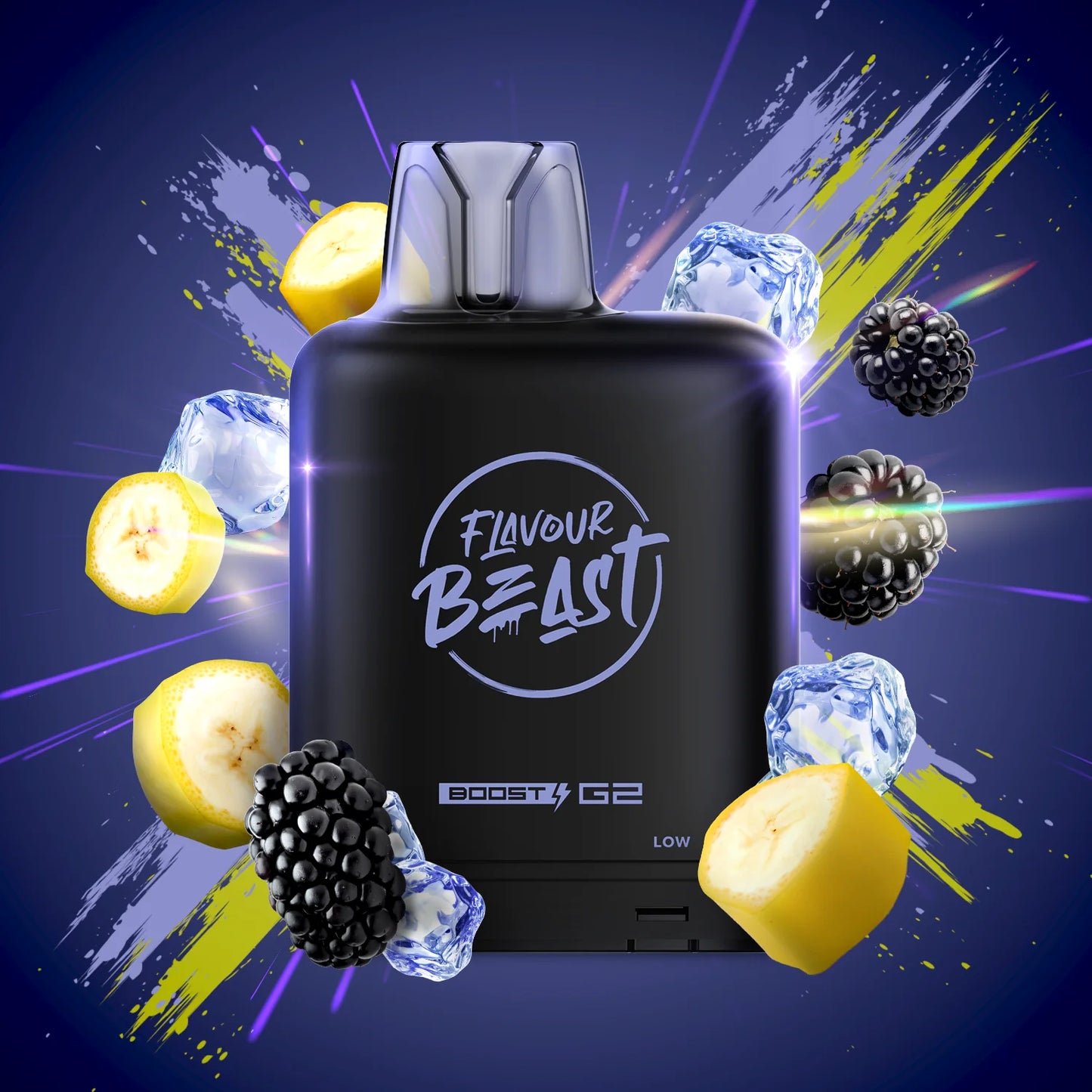 Flavour Beast Level X Boost blazin' banana blackberry 20mg Disposable Pods