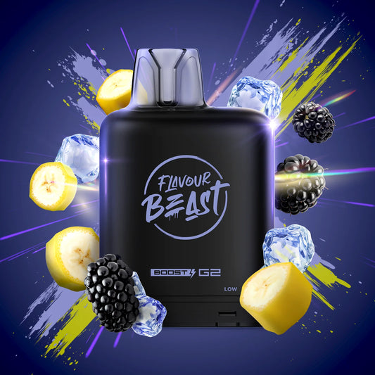 Flavour Beast Level X Boost blazin' banana blackberry 20mg Disposable Pods