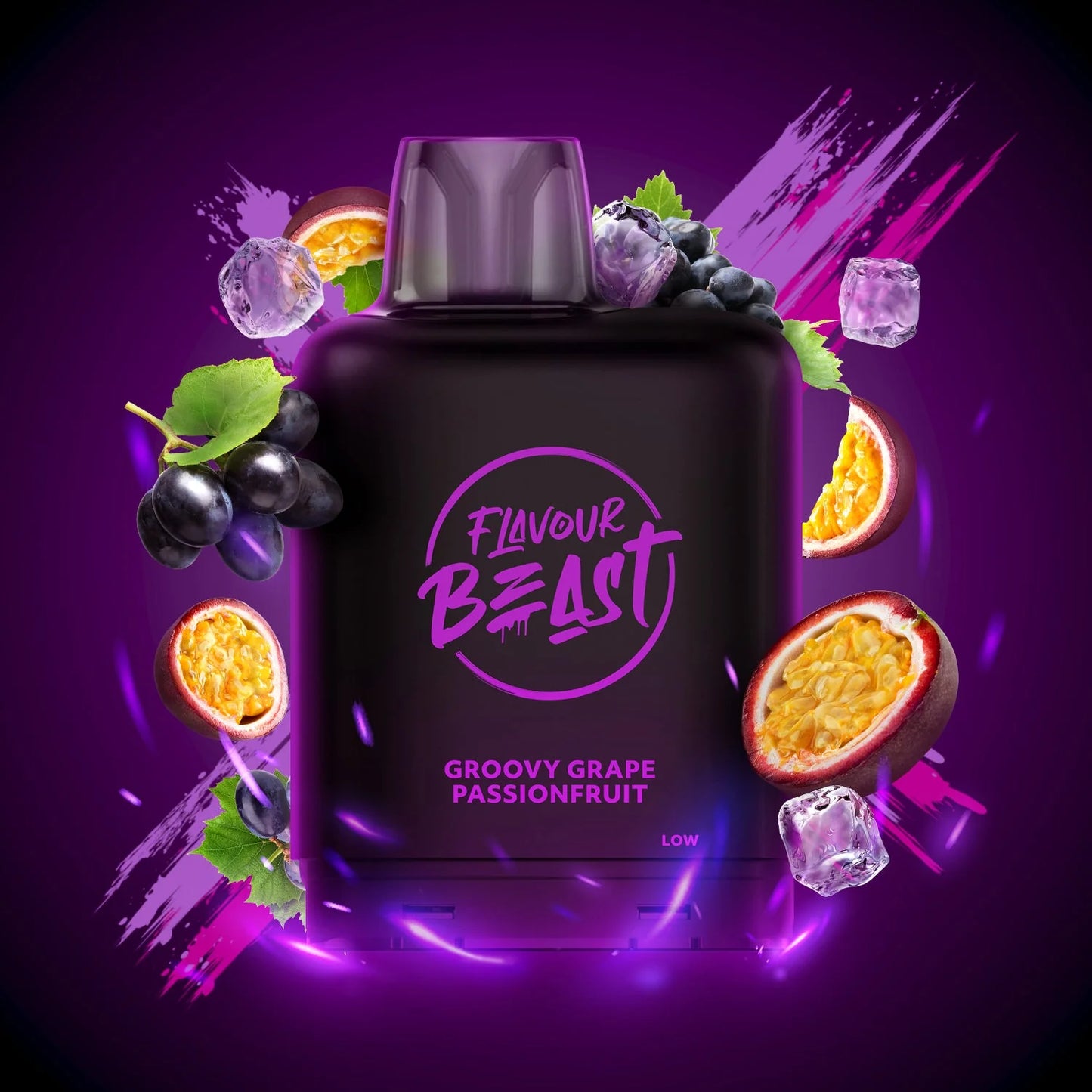 Flavour Beast Level X Boost groovy grape passionfruit iced 20mg Disposable Pods